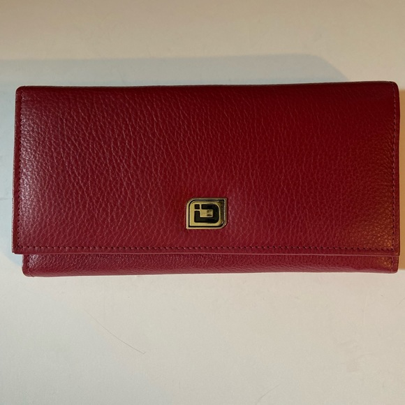 ID Stronghold Handbags - ID Stronghold~Genuine Leather RFID Clutch Wallet~Red~Card Slots~2-Zipper Pockets